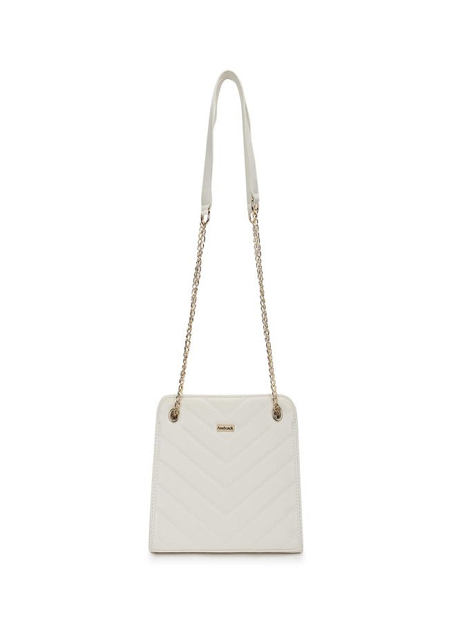 Fastrack Women's Quilted Shoulder Bag with Metal Chain Strap Accents | Main Zip Compartment and Inner Slip and Zip Pockets | Stylish Everyday Bag | Trendy Women's Handbags - Image 1